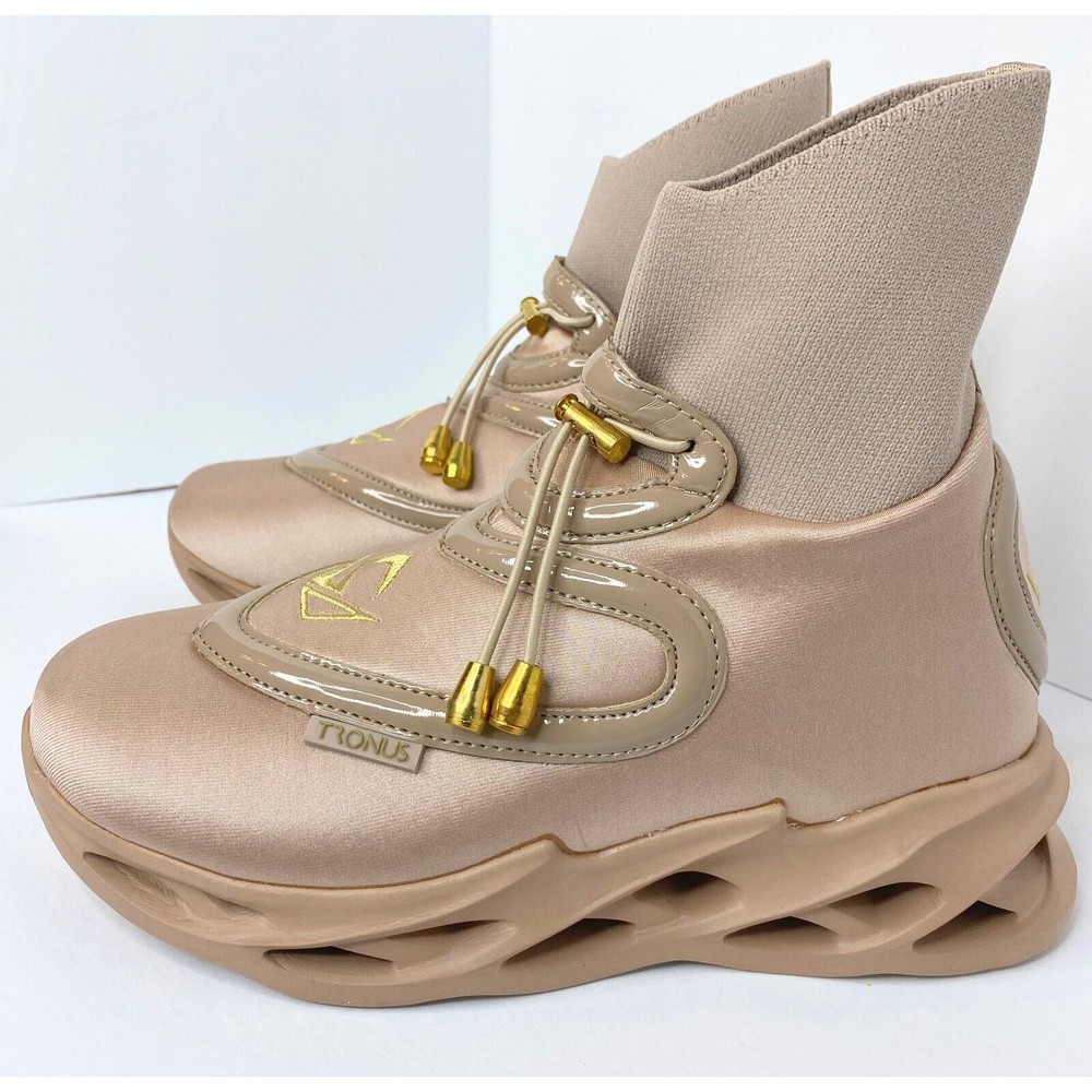 TRONUS,  SAND, High Tops Luxury Athleisure SNEAKERS Unisex, Women’s Sz. 6.5, Men